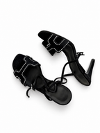 Hermès women black sandals with heels in 38