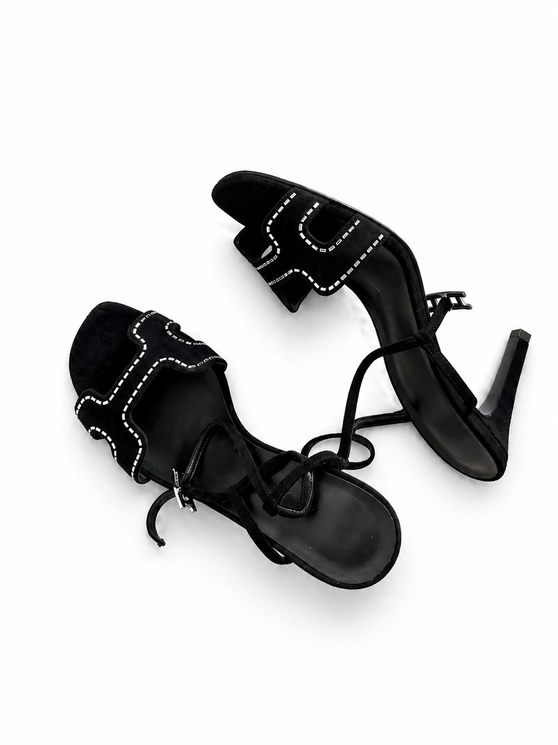 Hermès women black sandals with heels in 38