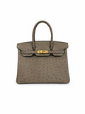 Hermès Birkin 30 in Gris Tourterelle Ostrich Leather with Gold Hardware