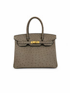 Hermès Birkin 30 in Gris Tourterelle Ostrich Leather with Gold Hardware