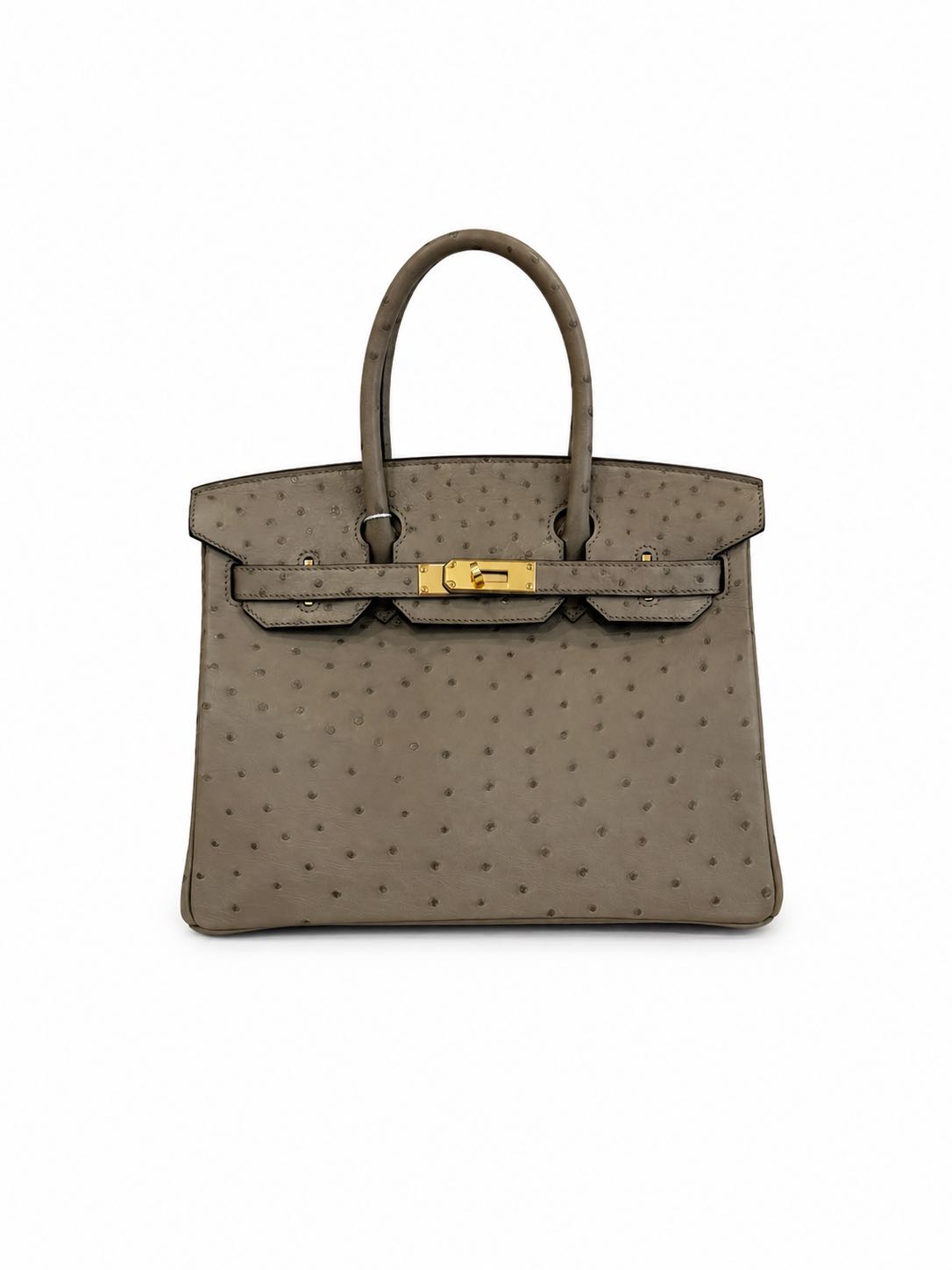 Hermès Birkin 30 in Gris Tourterelle Ostrich Leather with Gold Hardware
