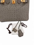 Hermès Birkin 30 in Gris Tourterelle Ostrich Leather with Gold Hardware